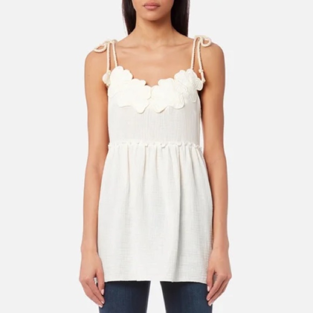 Chloé White Embellished Cheesecloth Top